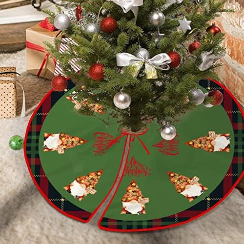 Sretne suknje za božićne drvce 30 X30 Buffalo plairani crveni i zeleni Xmas suknje drveća mat švedski GNOME