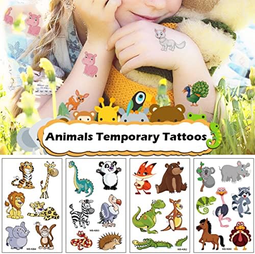 Privremene tetovaže za djecu - 10 listova netoksične crtane tetovaže lažne tetovaže, vodootporna