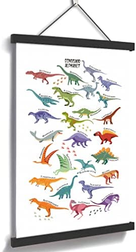 CHDITB Dinosaur Art Print magnetna vješalica od prirodnog drveta okvir Poster, platno životinja Dinosaurus Abeceda