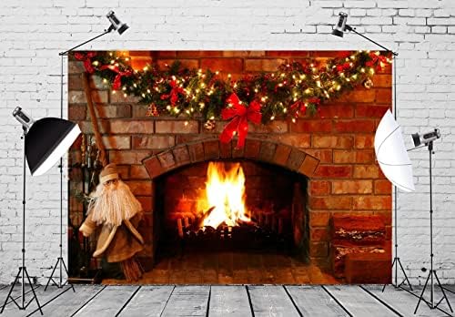 BELECO 10x8ft tkanina Božić kamin fotografija pozadina crvena cigla kamin Božić dekoracije Gori Firewoods