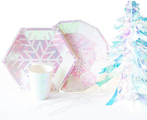 Ipalmay Božić Snowflake Potrepštine Set Služi 16, Iridescent Roze Tematske Potrepštine