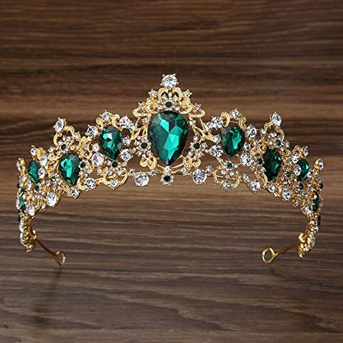 Kraljica kruna za žene, vjenčana tijara za žene, Kristalna princeza tijara Diadem zelena, Dodaci