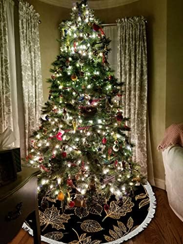 Xollar 48 inč Velika božićna suknja Mat Zlatni jesenski listovi, Xmas Dekoracije stabla za zimsku zabavu