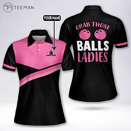 Teeman personalizirali 3D ružičaste kuglane za žene, prilagođene smiješne košulje za kuglanje za žene, žene