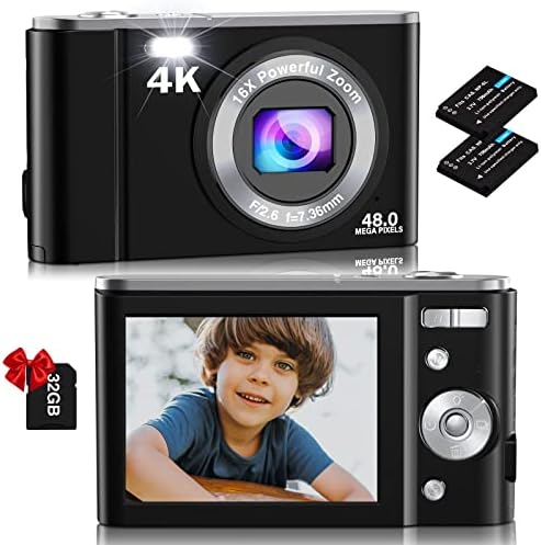 Digitalna kamera, Nsoela 4k FHD 48mp dječija kamera sa karticom od 32 GB, kompaktna kamera za snimanje i snimanje,