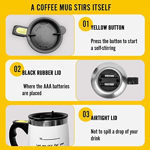 Samo zabrinjavanje kafe šalje se spremno za prilagođavanje, magnetska šalica za miješanje drži svoj napitak savršeno mješoviti i na idealnoj temperaturi, automatsko miješanje je bijelo najbolji poklon.