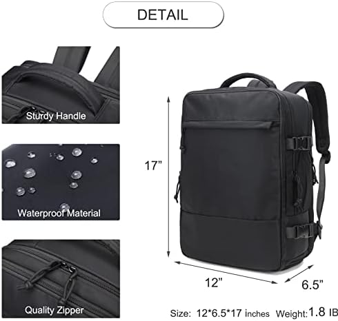Shaelyka srednji putni ruksak, ruksak za nošenje od 23L, vodootporni ruksak za prtljag odobren za let Fit 15,6 inča Laptop