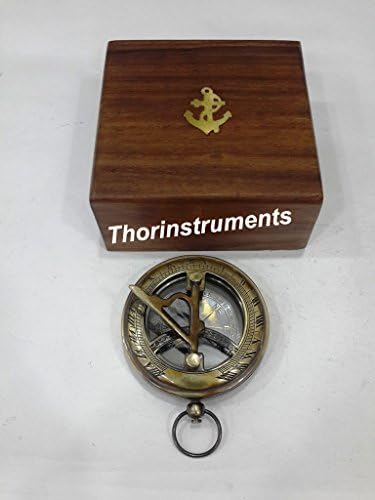 Nautički morski kolekcionarni-antikni gumb Compass-W smeđa drvena kutija rustikalni vintage