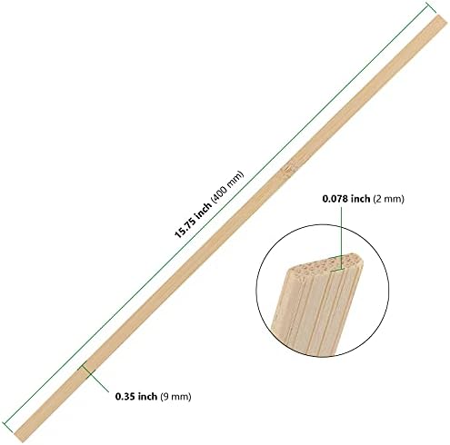 Hakzeon 600 kom. 15,5 inčni prirodni bambusovi štapići, ekstra dugi, 3/8 inča široke ravne drvene boje za izradu, umjetnost i školski projekti,