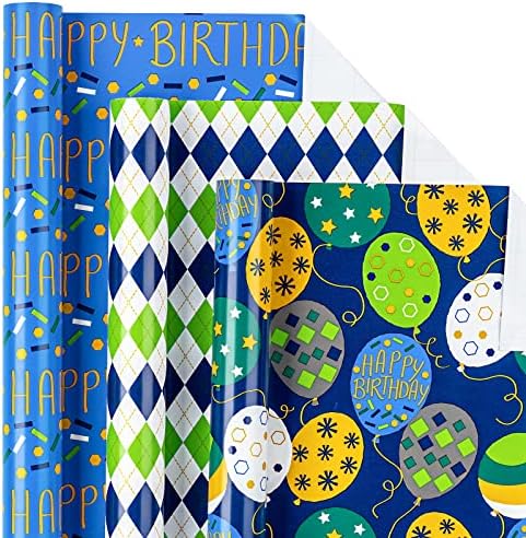 LeZakaa rođendanski papir za umotavanje-Mini rolni balon/natpisi za Sretan rođendan/Dimond