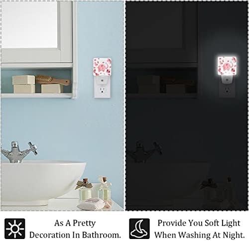 Pink Elephant Baby Shower noćno svjetlo, Smart Dusk to Dawn senzor topla bijela LED noćna svjetla za hodnik spavaća soba dječija soba Kuhinjski hodnik, 2 pakovanja