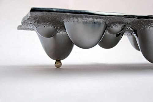 Plus objekt 'Tekući metal' ručno izrađena ukrasna zdjela iz umjetničke staklene - srebrne - prekrasan