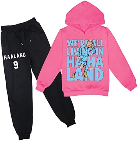 JINGO936 Kid Boy Girl Haaland Duks sa kapuljačom sa kapuljačom-ležernim pulovernim vrhovima i jogging hlače 2pcs set