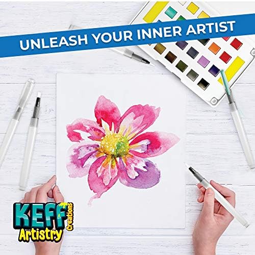 Keff akvarelor Paint za odrasle i djecu - 24 Vodene boje Slikarski komplet sa olovkama za punjenje, paleta i papirnatim jastučićima - zalihe za umjetnike i početnike