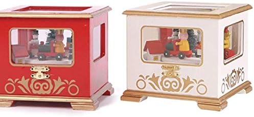 Shipt bijeli, crveni oblik vlaka Božićna drvena muzička kutija za pohranu kutija Stol za uređenje