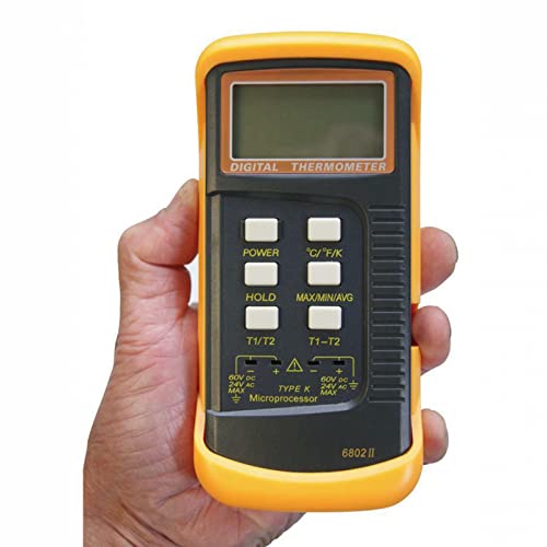 Dvokanalni Digitalni Termoelementni Termometar K Tipa, 6802 Ii Digitalni Termometar, 2 Senzora/Žice Termopara K Tipa, 2 Stezaljke Za Termopar Tipa K, 2 Zavrtnja