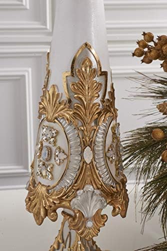 K & K Interios 54229A 36 inča blistala smola ukrašena draguljasto drvo, bijelo i zlato