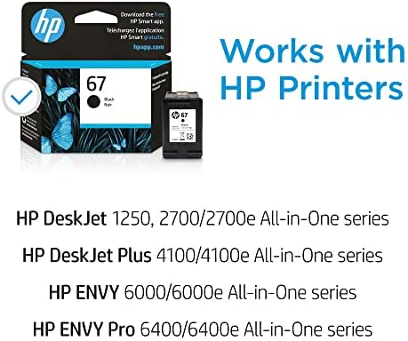 HP 67 kertridž sa crnim mastilom | radi sa HP DeskJet 1255, 2700, 4100 serijom, HP ENVY 6000, 6400