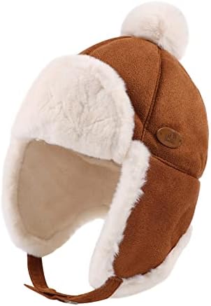 Zsedrut Winter Baby Girl Trapper Hat Toddler Boy Sherpa Bomber Cap Kids Lined Fleece Bubba