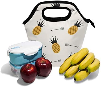 VOOVC teksturna kutija za ručak sa teksturom ananasa i crnih strelica Tote torba za ručak izolovana