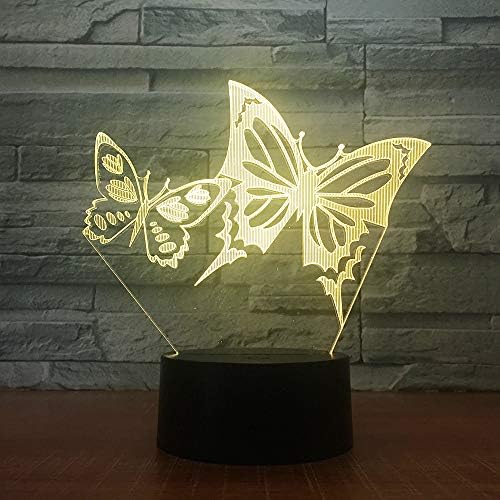 3D leptir noćna lampica tablica stol za stol za tablice optičke iluzijske lampe 7 Svjetla za promjenu