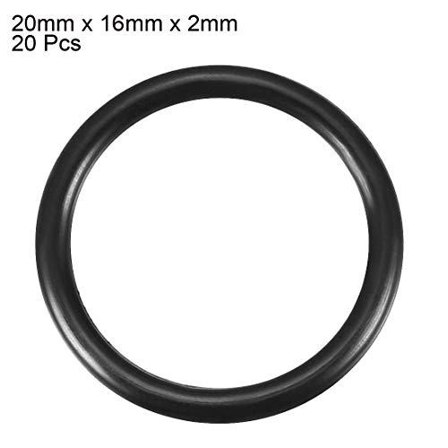 Uxcell nitril gume O-prstenovi, 20 mm od 16 mm ID 2mm širina, metrička brtva za brtvljenje, pakovanje od 20