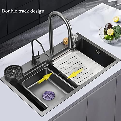 Kuhinjski sudoper Crni sudoper od nerđajućeg čelika pranje, odvodnjavanje i sečenje 3-u-1 Pomoćni