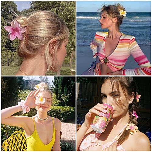Havajske cvjetne kopče za kosu 6 kom velike slatke Plumeria kandže za žene, neklizajuće Stezaljke za veliku kosu za debelu kosu i tanku kosu