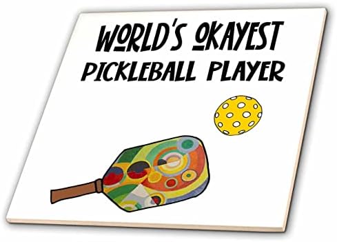 3drose Cute Funny Pickleball Worlds Okayest Player Sports Cartoon-Tiles