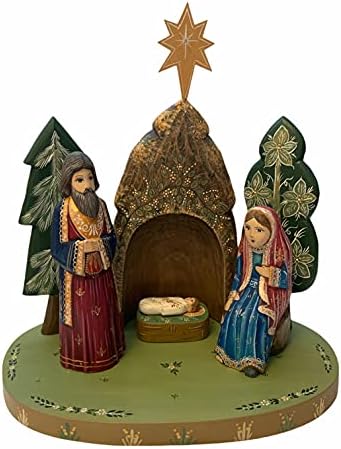 Drvena skulptura Božić 11,61 Visoki sastav je ljubazno urezan i naslikao ruski umjetnici Sergiev Posad.Christmas