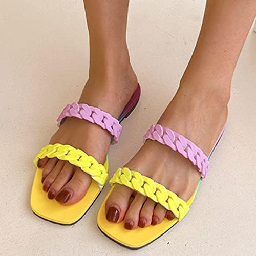 Papuče za žene unutarnji vanjski lanac proljeće plaža duga šareno ljeto ravni ljetni flip flops sandale preferiraju slatke bubble vodene cipele za dame otvorene papuče za žene za žene