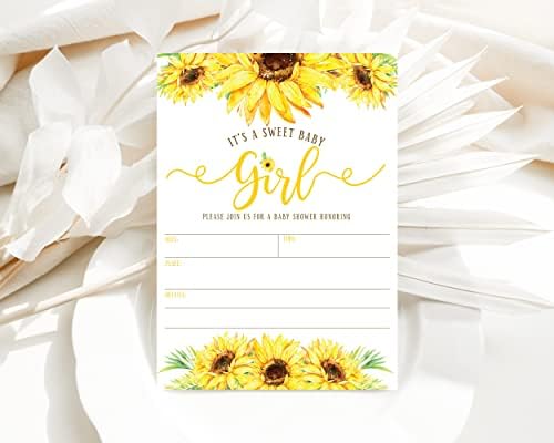 Vaš Main Event štampa pozivnice za tuširanje Suncokretovih djevojčica za tuširanje, žute cvjetne