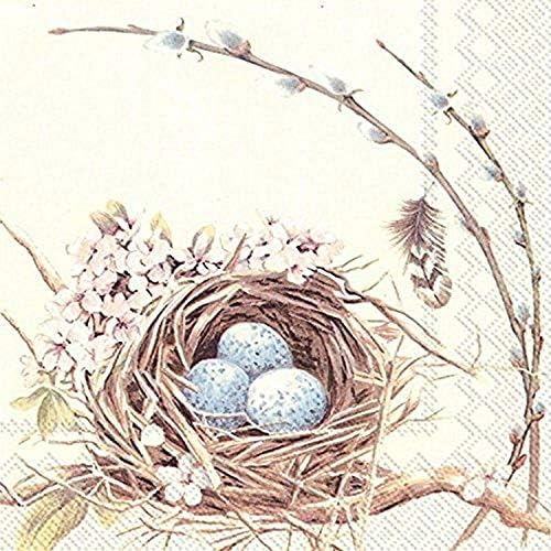 Boston International 20 grof 3-slojni papir koktel salvete, gnijezdo ptica sa jajima