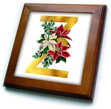 3drose Božić cvjetna slika zlatnog monograma početne Z-uokvirene pločice