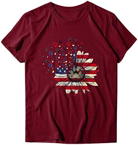 Ženska američka zastava vrhova 4. jula, kratkih rukava / kratkih rukava kratka majica, majica casual dan neovisnosti