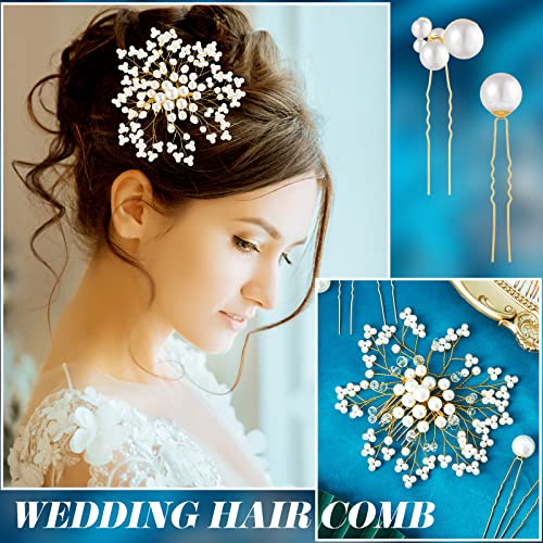 44 komada vjenčani češalj za kosu Bridal Hair Pins Pearl Crystal vjenčanje kosa bočni češalj u obliku Rhinestone Hair Accessories za mladenke žene djevojke