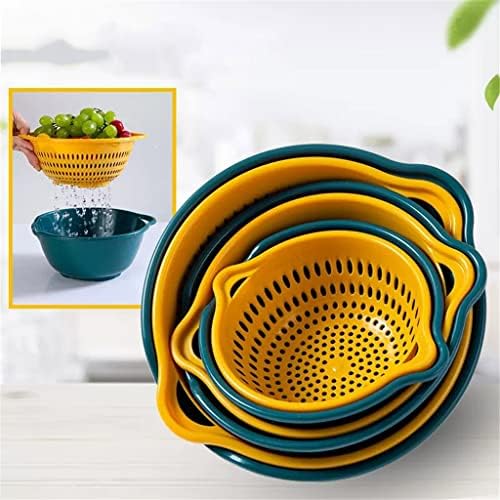 QUANJJ 3-dijelni Set za domaćinstvo dvoslojna odvodna korpa kuhinja korpa za pranje povrća korpa za čuvanje