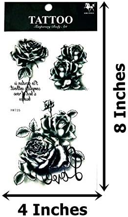 NipitShop 1 list seksi crna ruža cvijeće Vodootporna privremena tetovaža naljepnica za vodu