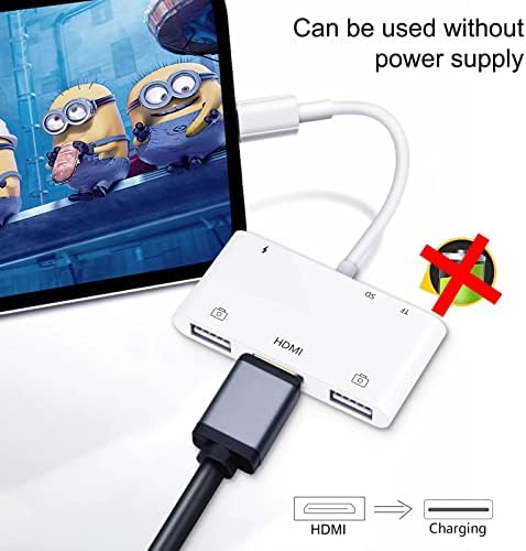 iPhone na HDMI USB adapter za iPhone / iPad na TV, 6 u 1 USB adapter za fotoaparat na iPhone / iPad adapter