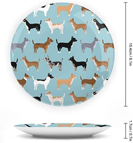 Slatka Chihuahua Psi za kućne ljubimce tiskane kosti Kina Dekorativna ploča okrugla ploča sa zaslonom sa zaslonom za kućnu kancelarijsku večeru