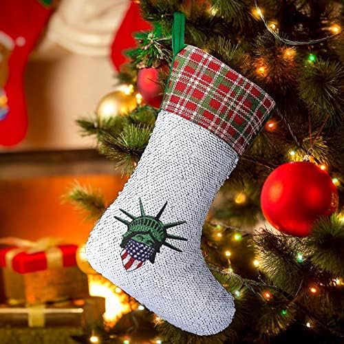 Kip Liberty USA Sequin Božićna čarapa sjajni zid viseći ukras ukrase za Xmas Tree Holiday Party