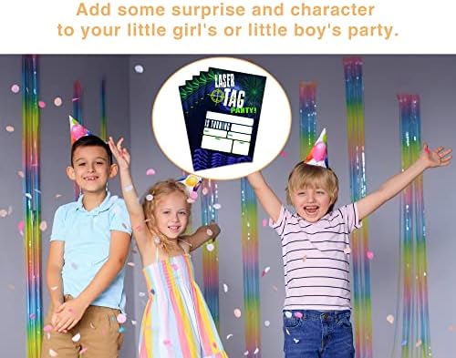 Laser TAG Rođendani, Neon Glow Laser Tag Theme Rođendan za rođendan za dječake Dječji djeca, popunite rođendanske zabave, ukrasi, pogodnosti, 20 pozivnica sa koverte