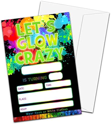TIRYWT GLAS rođendan Pozivnice sa kovertama, hajde da svijetli Crazy, 4 X6 za rođendansku zabavu u stilu za popunjavanje i YQK-B27