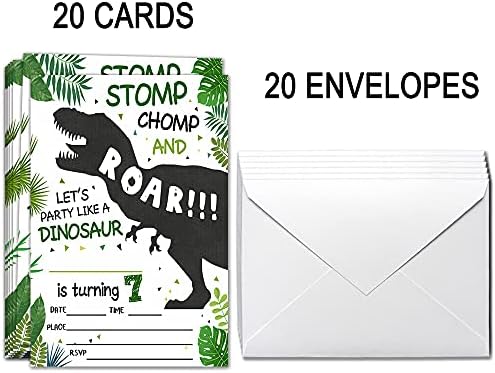 Ukebobo 7. rođendan Poziv sa kovertama - Dinosaur Rođendanski pozivnice, Dinosaur Party Decoortions
