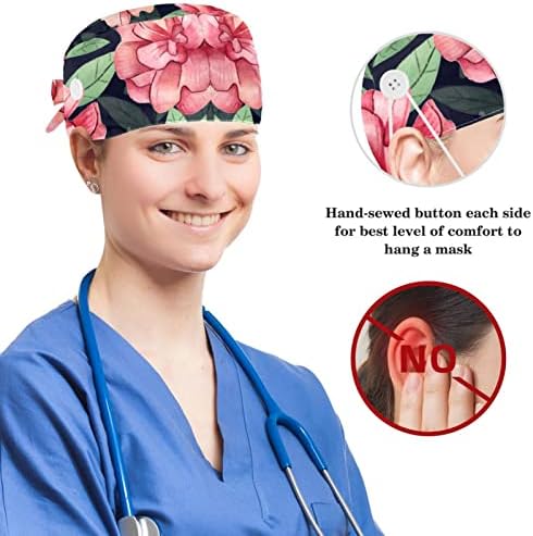 Žene i muške hirurške kape sa lukom za kosu Scrounchy šarene vodene cvijeće Cvijeće Radni šešir Jedna veličina
