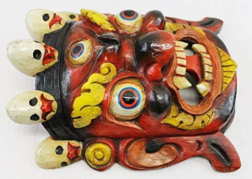 F722 / F1122 Ručna izrađena drvena maska ​​hinduističke Bože Bhairab Mahakal zid viseći u Nepalu
