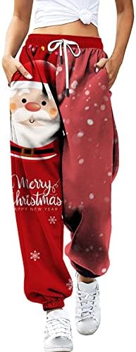 Ženske božićne dukseve plus veličina casual elastična struka povlačenja dukseva Xmas Comfy teretana Atletski