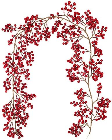 Artiflr Red Berry Garland, 6ft fleksibilan umjetni crveni i burgundija božićni božićni vijenac za unutarnji