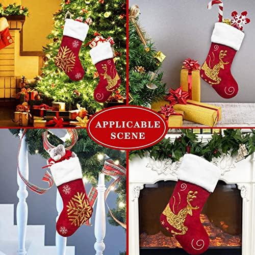 Pilipane 18,1 instalacijskog crvenog božićnog čarapa, božićne čarape, za djevojke dječake Božićno drvce Mantel party dekor, za božićne poklone bombona Dekor, porodične čarape