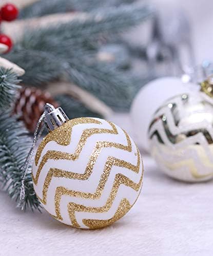 30kom Božić Balls ukrasi, 60MM Gold& bijelo obojene Shatterproof svečani vjenčanje viseći ukrasi božićno